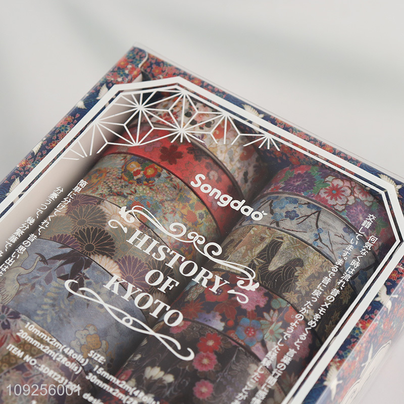 Factory Price 12 Rolls Japanese Kyoto Arts Washi Tape Set for Scrapbook Journal Planners