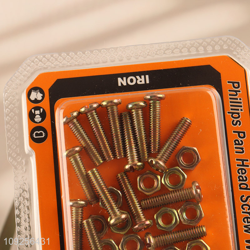 New Arrival 16Set M4 Screw and Nut Set Iron Screws and Nuts Set Fastener Kit