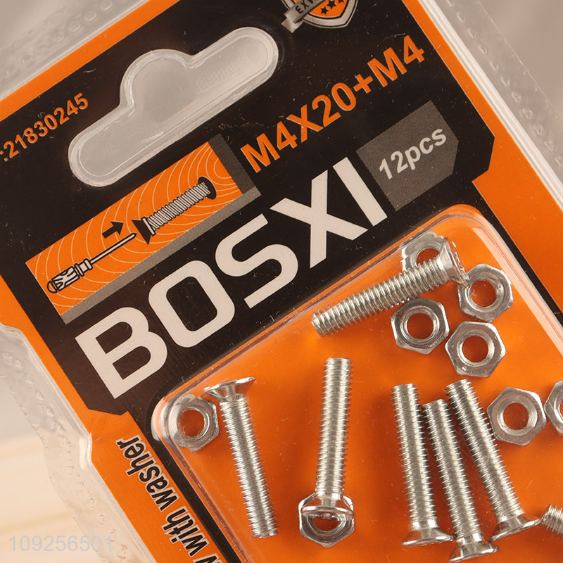Factory Supply 12Set M4 Screw and Nut Set Iron Screws and Nuts Set Fastener Kit