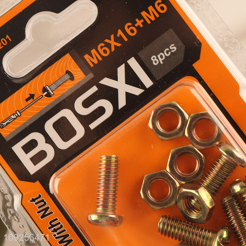 New Product 8Set M6 Screw and Nut Set Iron Screws and Nuts Set Fastener Kit