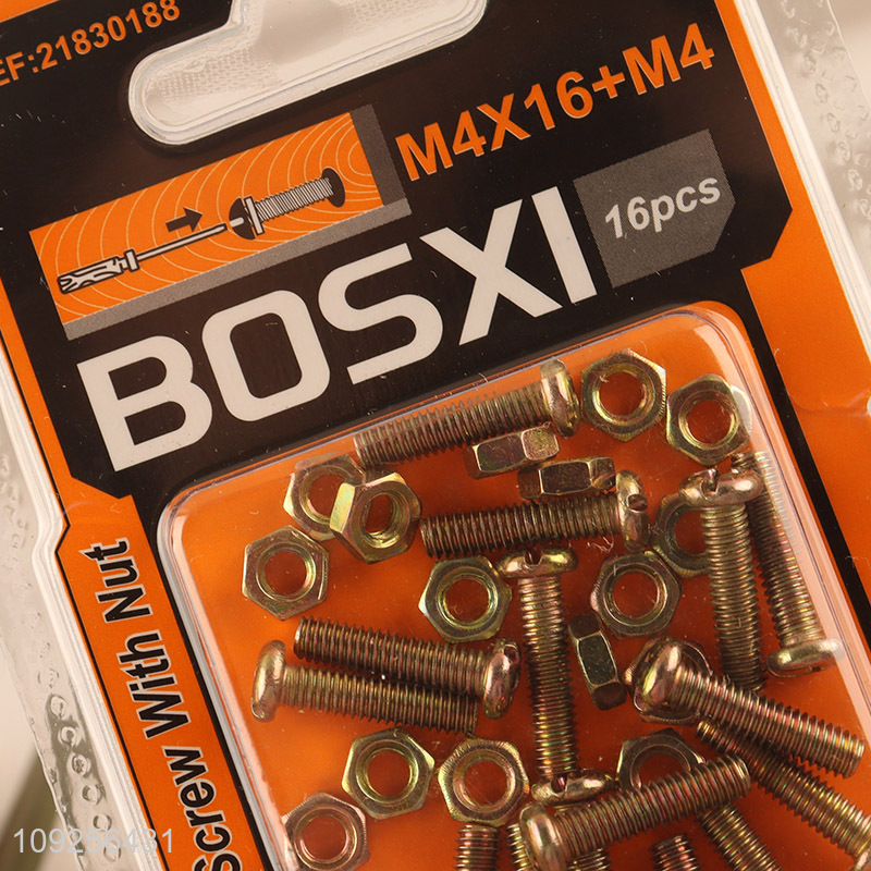 New Arrival 16Set M4 Screw and Nut Set Iron Screws and Nuts Set Fastener Kit