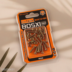 New Arrival 16Set M4 Screw and Nut Set Iron Screws and Nuts Set Fastener Kit