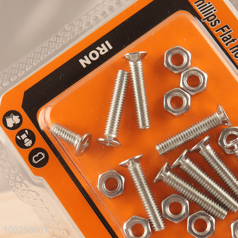Factory Supply 12Set M4 Screw and Nut Set Iron Screws and Nuts Set Fastener Kit