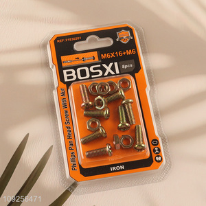 New Product 8Set M6 Screw and Nut Set Iron Screws and Nuts Set Fastener Kit