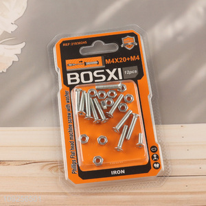 Factory Supply 12Set M4 Screw and Nut Set Iron Screws and Nuts Set Fastener Kit