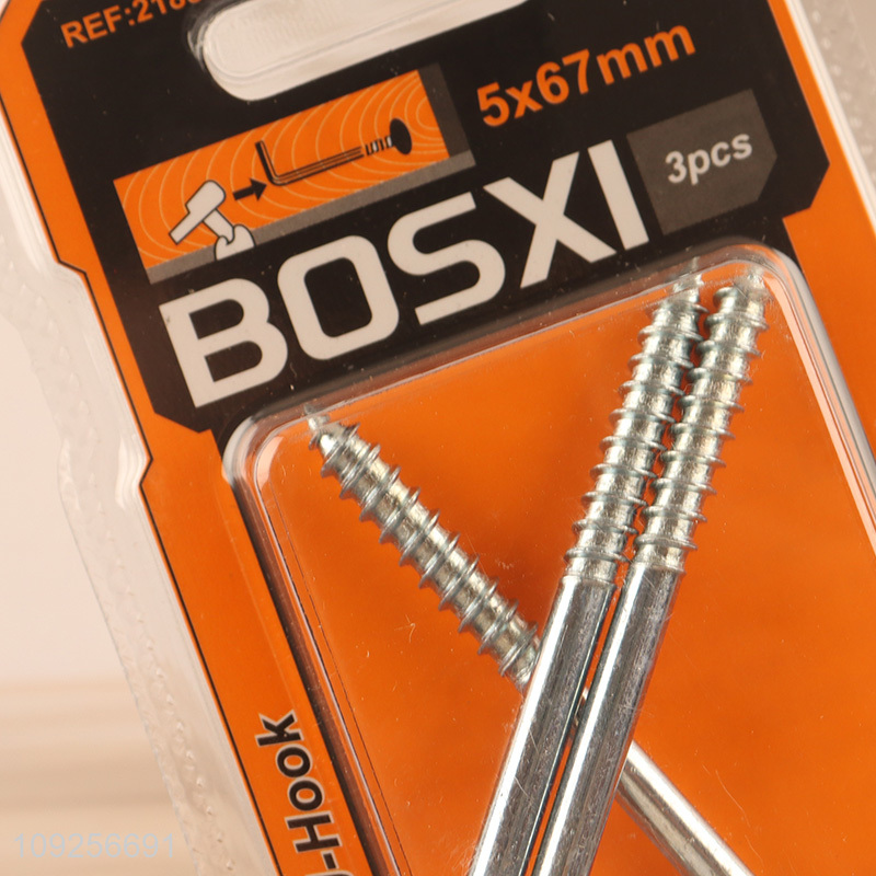 China Wholesale 3 Pieces Screw-in Hooks L Shaped Screw Hook Right Angle Metal Hooks