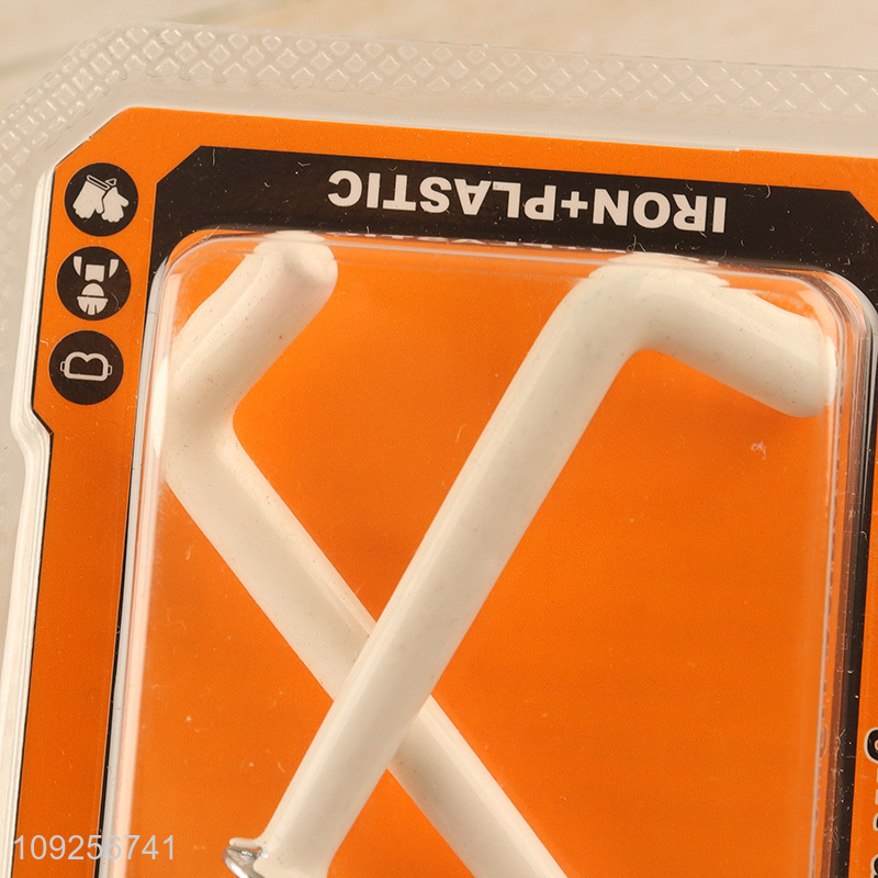New Product 2 Pieces Screw-in Hooks Set Plastic Coated Right Angle Metal Hooks