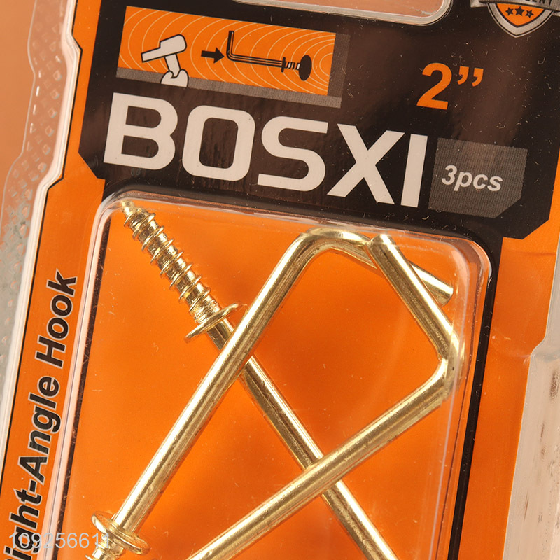 New Arrival 3 Pieces Screw-in Hooks L Shaped Screw Hook Right Angle Metal Hooks