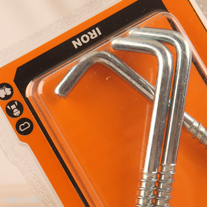 China Wholesale 3 Pieces Screw-in Hooks L Shaped Screw Hook Right Angle Metal Hooks