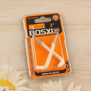 New Product 2 Pieces Screw-in Hooks Set Plastic Coated Right Angle Metal Hooks