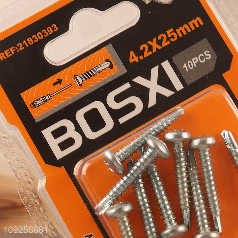 Factory Supply 10 Pieces Self Drilling Screws Set Iron Self Tapping Screws Set