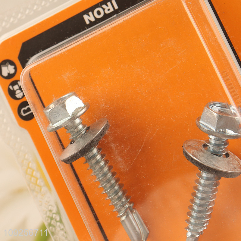 Good Quality 2 Pieces Iron Self Drilling Screws with Washer for Plastic Metal