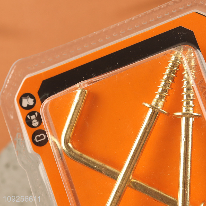 New Arrival 3 Pieces Screw-in Hooks L Shaped Screw Hook Right Angle Metal Hooks