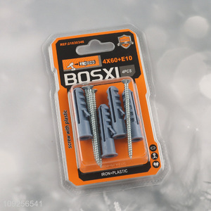 Hot Selling 4 Pieces Plastic Wall Anchor and Screw Set Drywall Anchor Kit