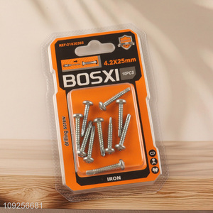 Factory Supply 10 Pieces Self Drilling Screws Set Iron Self Tapping Screws Set