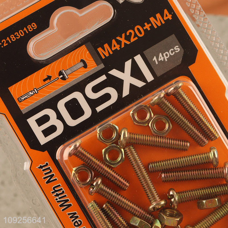 High Quality 14Set M4 Screw and Nut Set Iron Screws and Nuts Set Fastener Kit