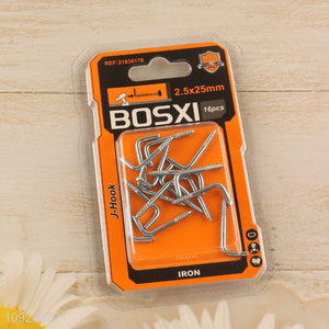 Hot Selling 16 Pieces Screw-in Hooks L Shaped Screw Hook Right Angle Metal Hooks