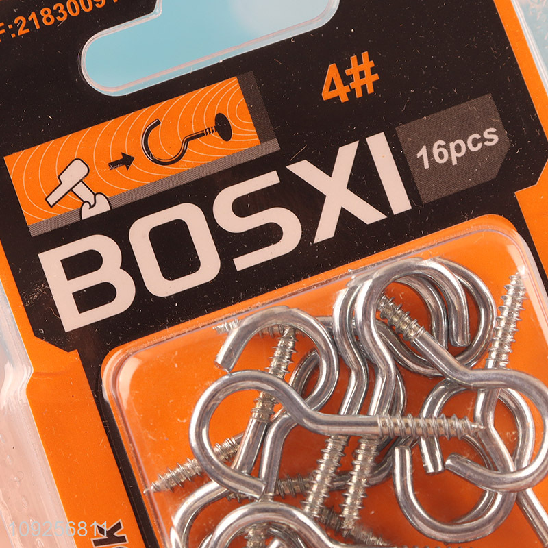 Hot Selling 16 Pieces Screw Eye Pins Heavy Duty Self Tapping Screws Hooks