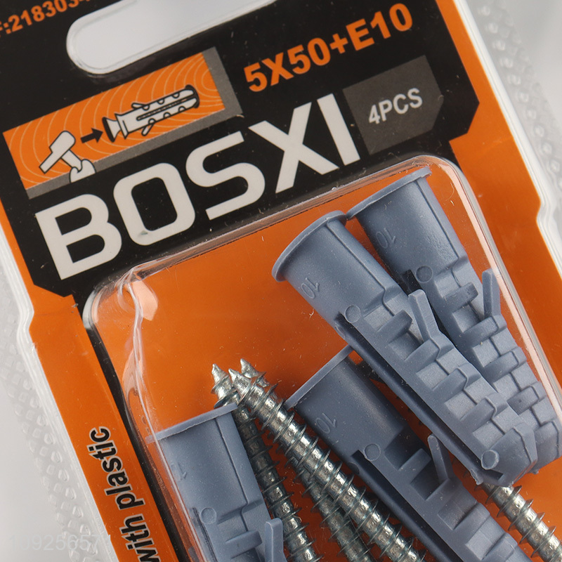 Factory Price 4 Pieces Plastic Wall Anchor and Screw Set Drywall Anchor Kit