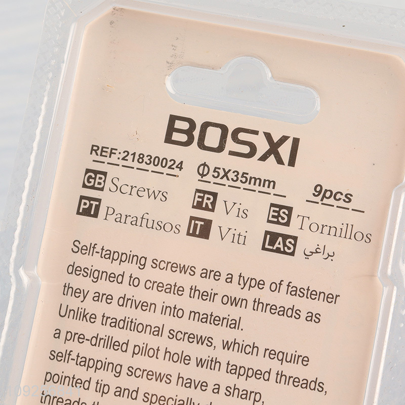 Factory Price 9 Pieces Self Tapping Screw Set Iron Self Tapping Screws Set