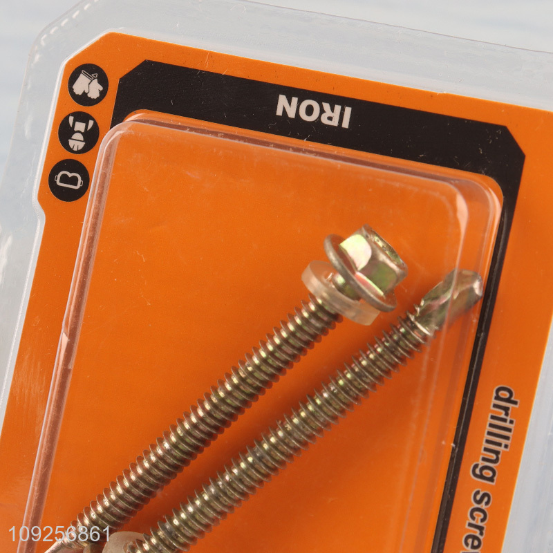 Factory Supply 2 Pieces Iron Self Drilling Screws with Washer for Plastic Metal