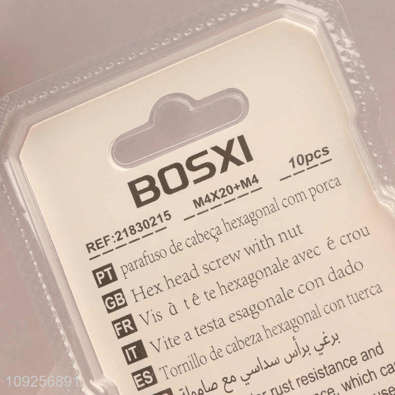 Good Quality 10Set M4 Screw and Nut Set Iron Screws and Nuts Set Fastener Kit