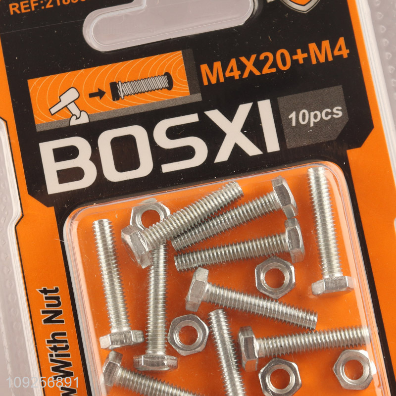 Good Quality 10Set M4 Screw and Nut Set Iron Screws and Nuts Set Fastener Kit
