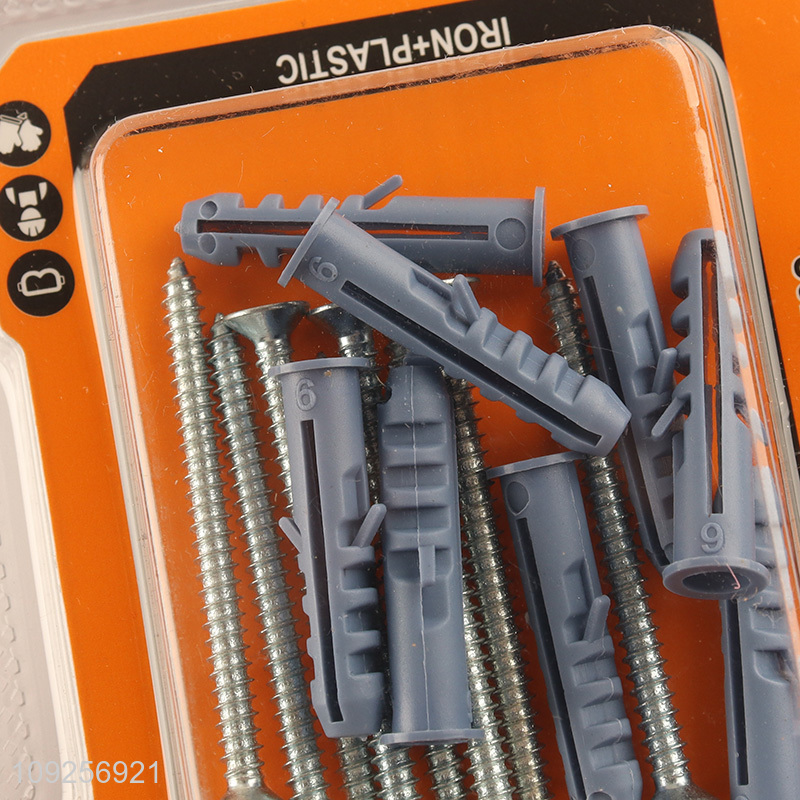 New Product 8 Pieces Plastic Wall Anchor and Screw Set Drywall Anchor Kit
