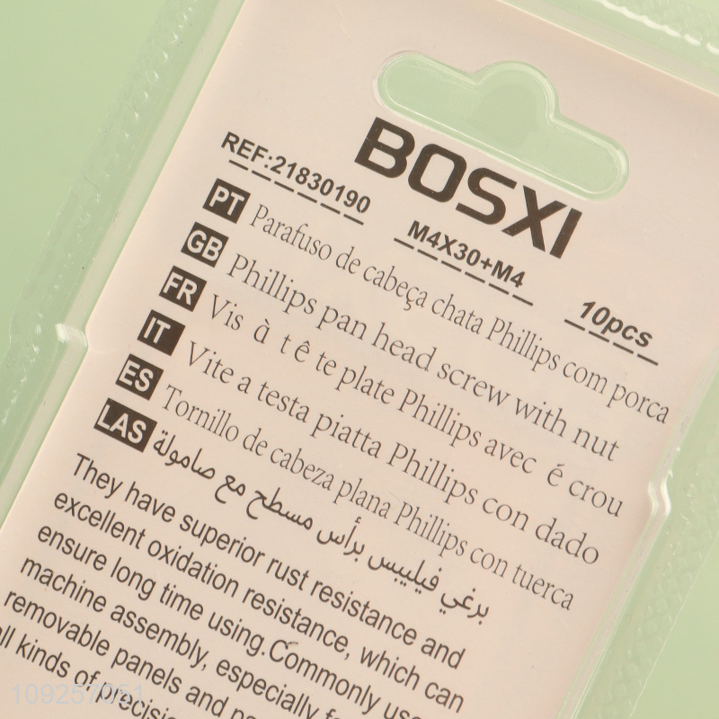 China Wholesale 10Set M4 Screw and Nut Set Iron Screws and Nuts Set Fastener Kit