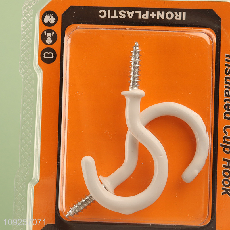 Good Quality 2 Pieces Screw Eye Pins Plastic Coated Self Tapping Screws Hooks