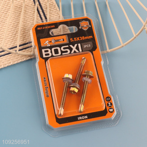 Factory Supply 3 Pieces Iron Self Drilling Screws with Washer for Wood Plastic