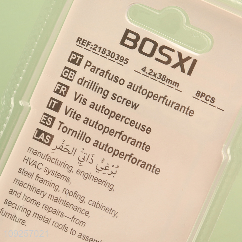 Factory Price 8 Pieces Self Drilling Screws Set Iron Self Tapping Screws Set