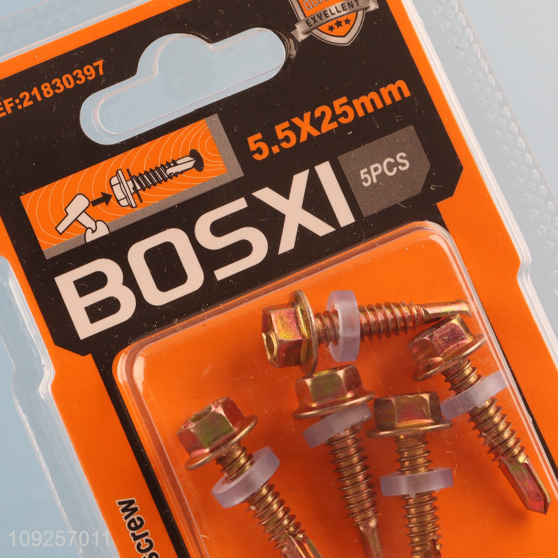 New Product 5 Pieces Iron Self Drilling Screws with Washer for Wood Plastic