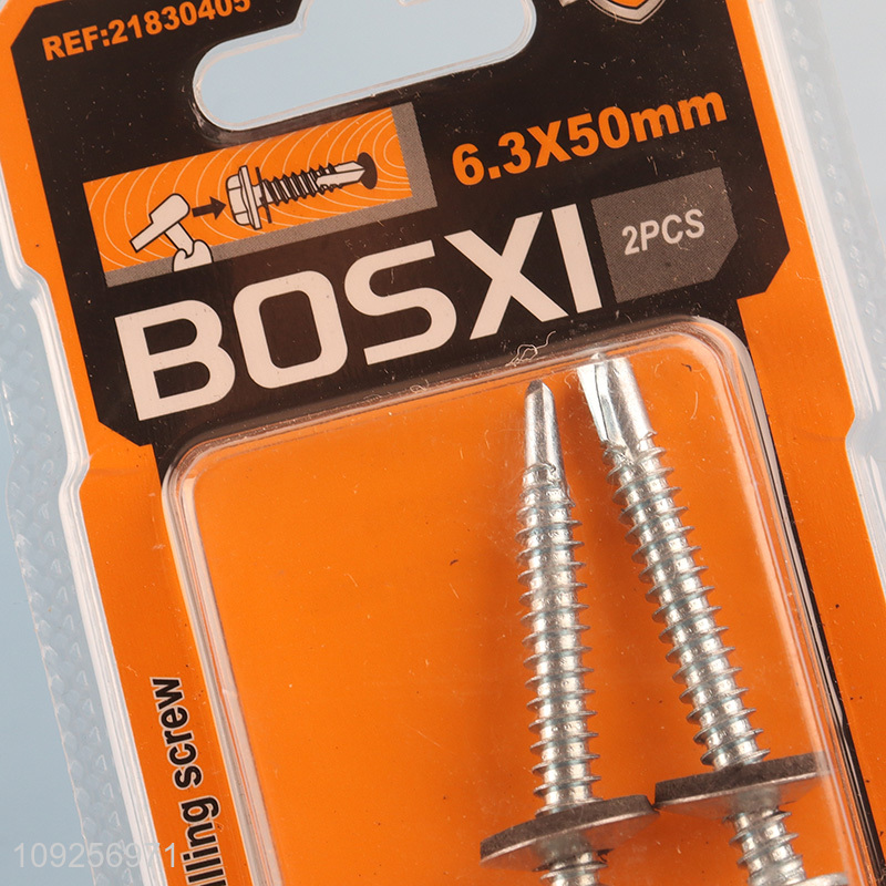 New Arrival 2 Pieces Iron Self Drilling Screws with Washer for Plastic Metal