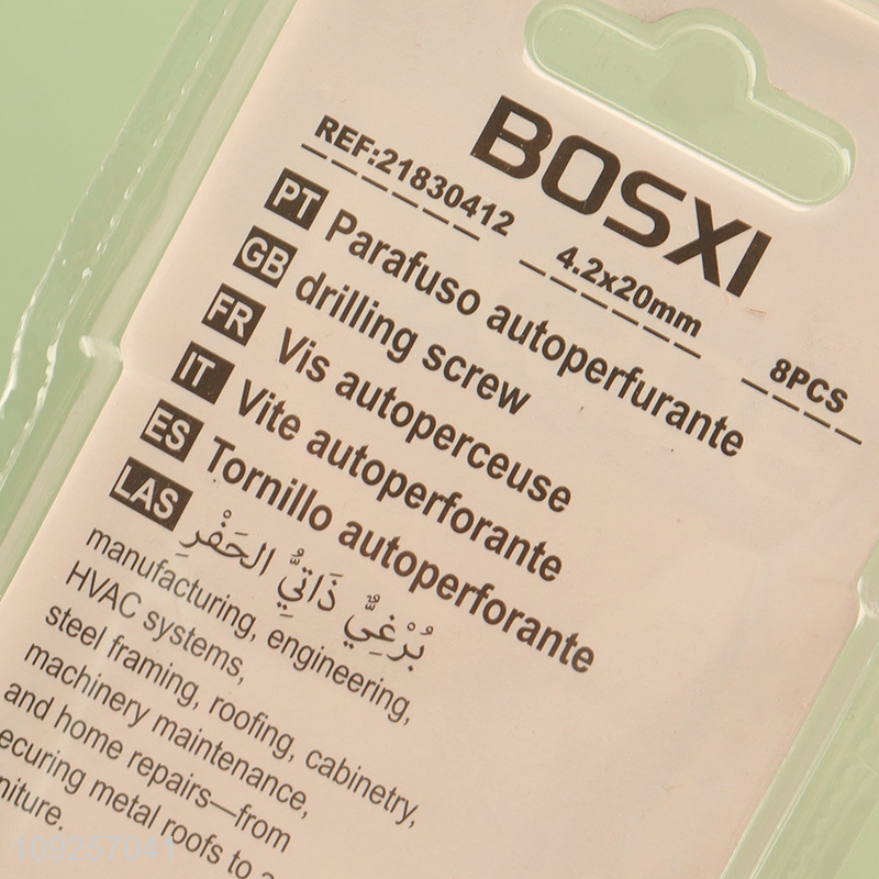 Factory Supply 8 Pieces Iron Self Drilling Screws with Washer for Wood Plastic