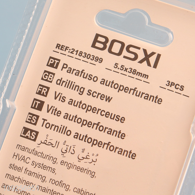 Factory Supply 3 Pieces Iron Self Drilling Screws with Washer for Wood Plastic