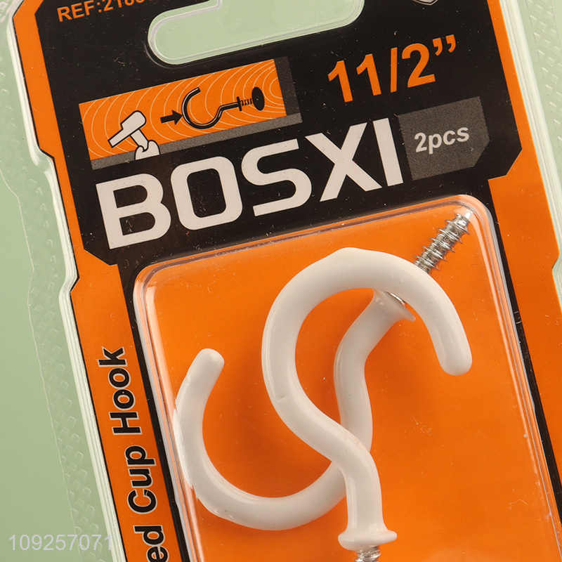 Good Quality 2 Pieces Screw Eye Pins Plastic Coated Self Tapping Screws Hooks