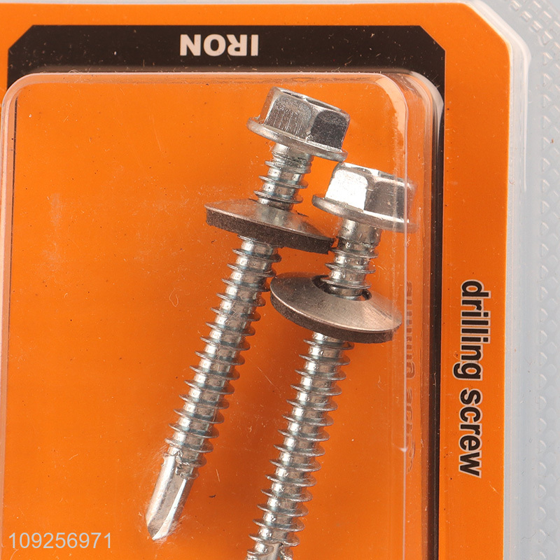 New Arrival 2 Pieces Iron Self Drilling Screws with Washer for Plastic Metal