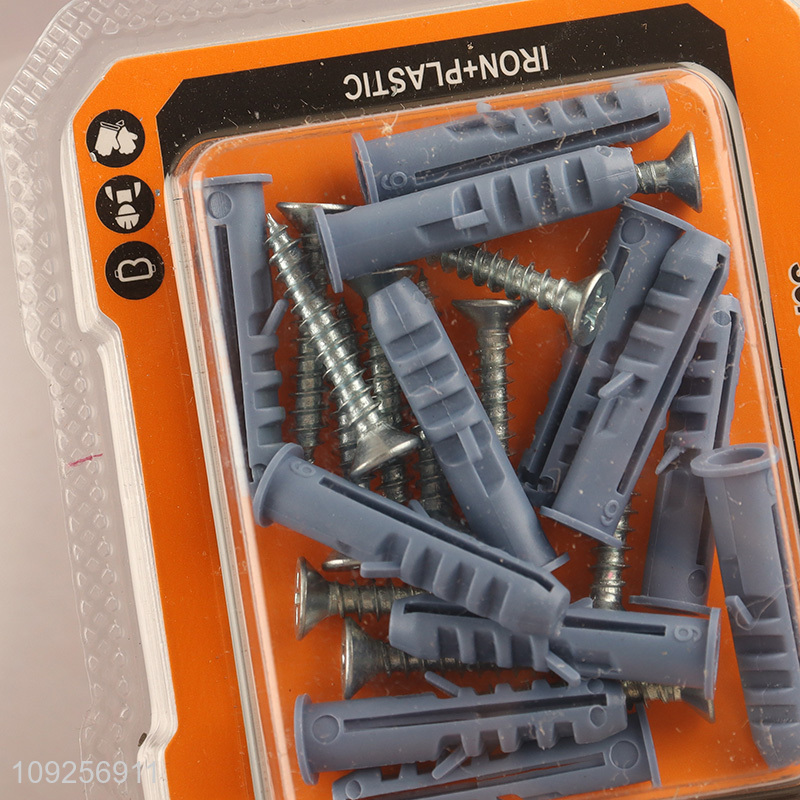 High Quality 12 Pieces Plastic Wall Anchor and Screw Set Drywall Anchor Kit