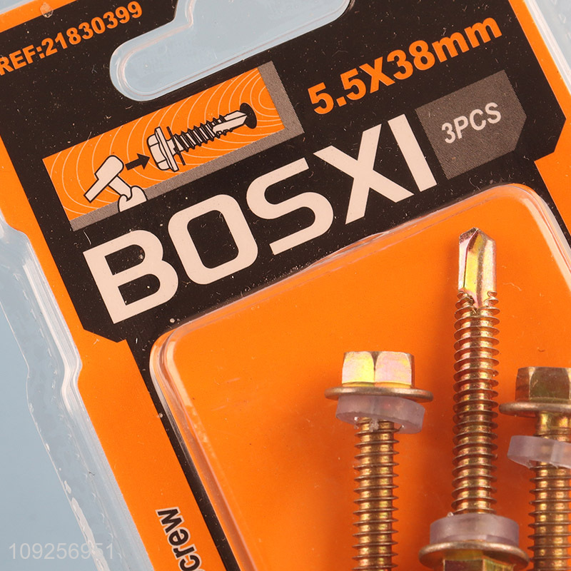 Factory Supply 3 Pieces Iron Self Drilling Screws with Washer for Wood Plastic