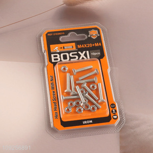 Good Quality 10Set M4 Screw and Nut Set Iron Screws and Nuts Set Fastener Kit