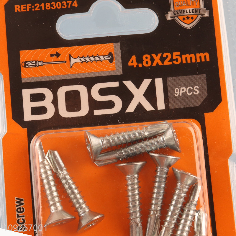 High Quality 9 Pieces Self Drilling Screws Set Iron Self Tapping Screws Set