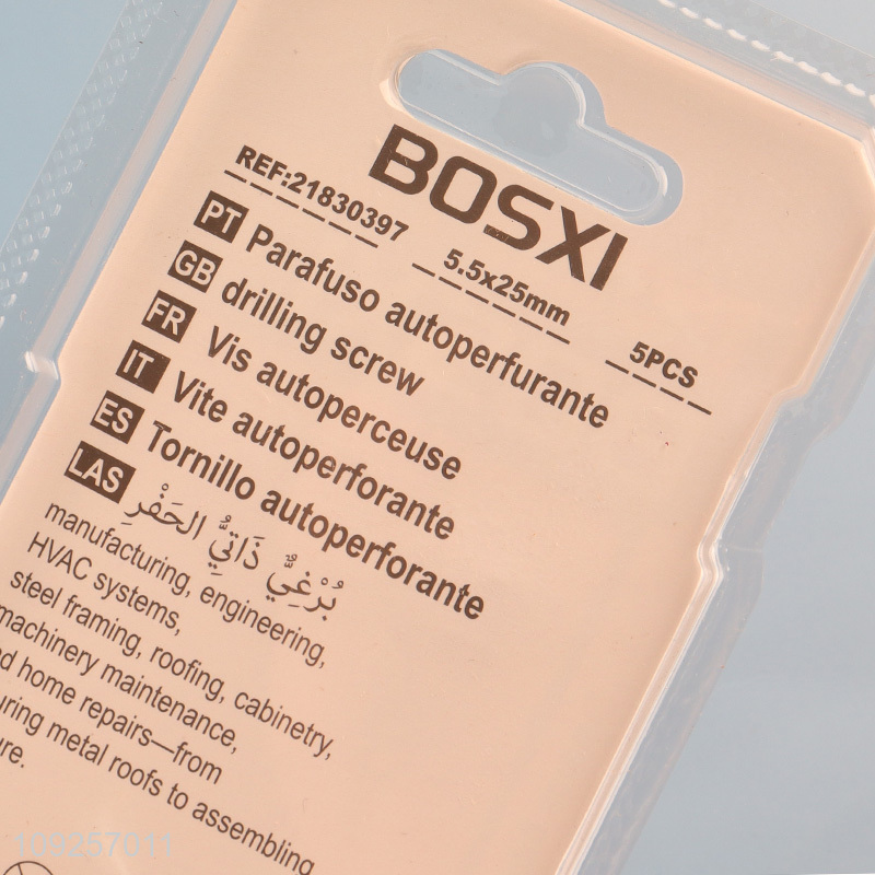 New Product 5 Pieces Iron Self Drilling Screws with Washer for Wood Plastic