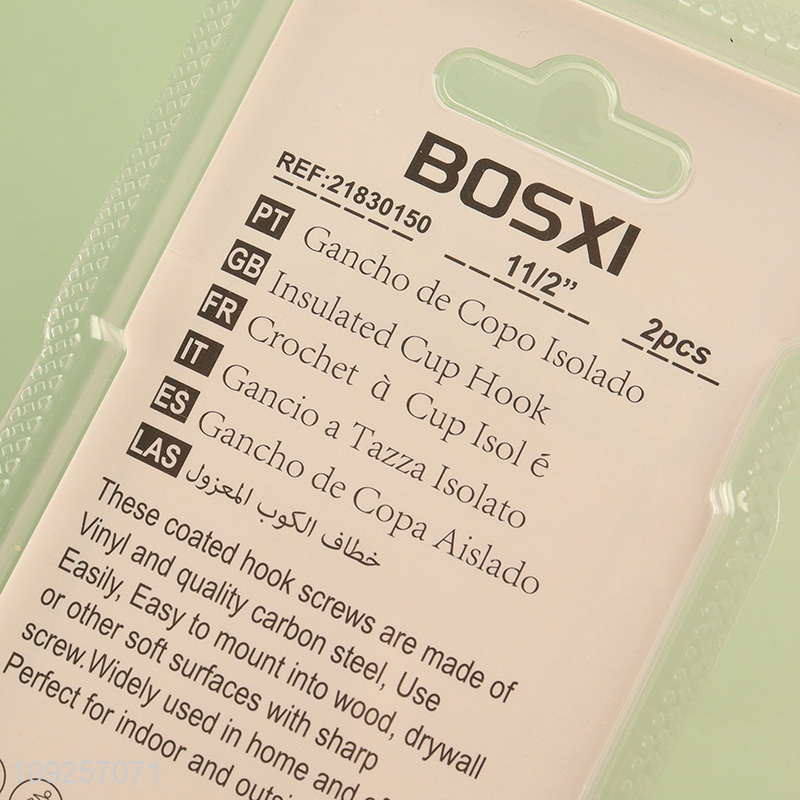 Good Quality 2 Pieces Screw Eye Pins Plastic Coated Self Tapping Screws Hooks