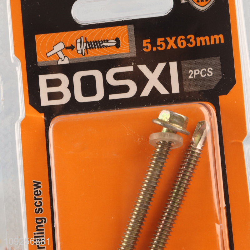 Factory Supply 2 Pieces Iron Self Drilling Screws with Washer for Plastic Metal