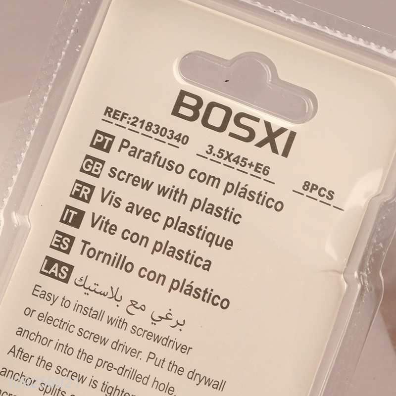 New Product 8 Pieces Plastic Wall Anchor and Screw Set Drywall Anchor Kit