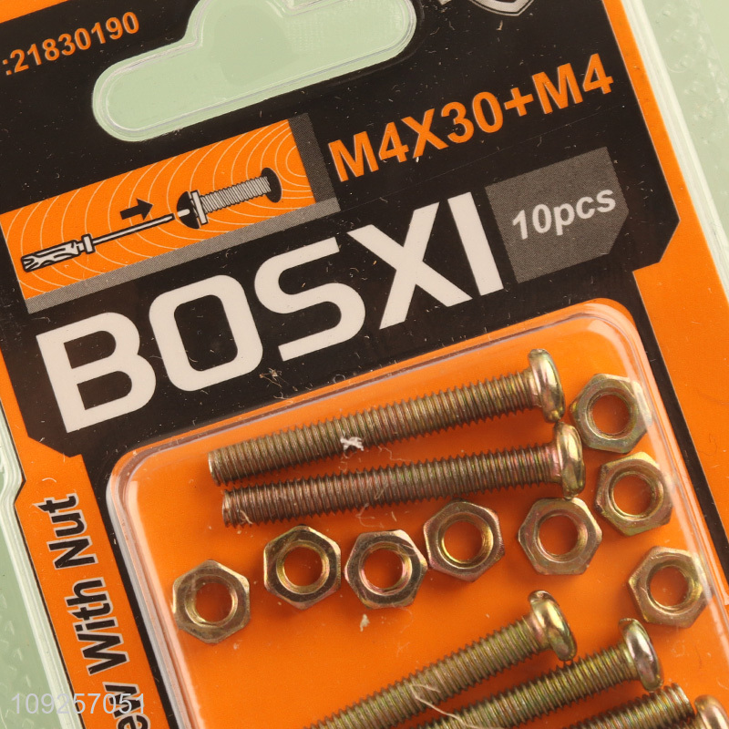 China Wholesale 10Set M4 Screw and Nut Set Iron Screws and Nuts Set Fastener Kit