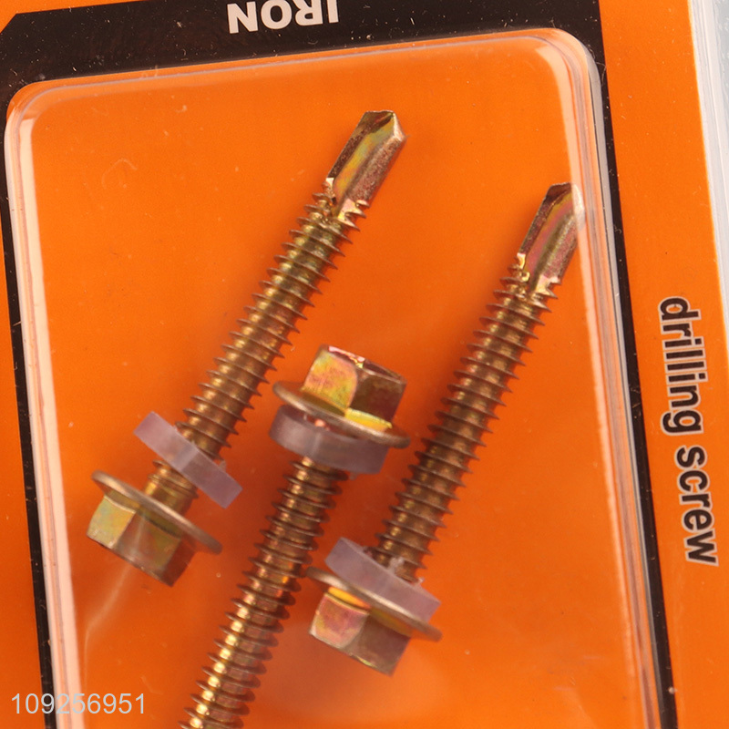 Factory Supply 3 Pieces Iron Self Drilling Screws with Washer for Wood Plastic