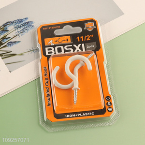 Good Quality 2 Pieces Screw Eye Pins Plastic Coated Self Tapping Screws Hooks