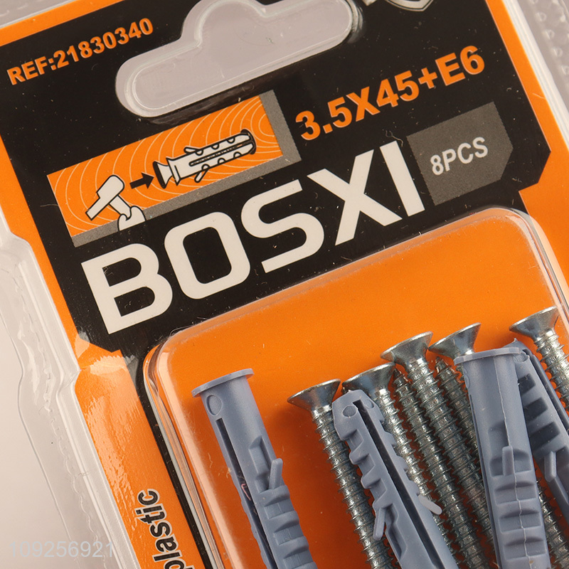 New Product 8 Pieces Plastic Wall Anchor and Screw Set Drywall Anchor Kit